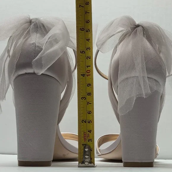 Badgley Mischka Women's Kim Lavender Satin BHLDN Block Heel Tulle Bow Shoes 8.5 - Picture 7 of 8